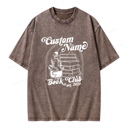 Pagewings Personalized Custom Book Club Unisex Washed T-shirt