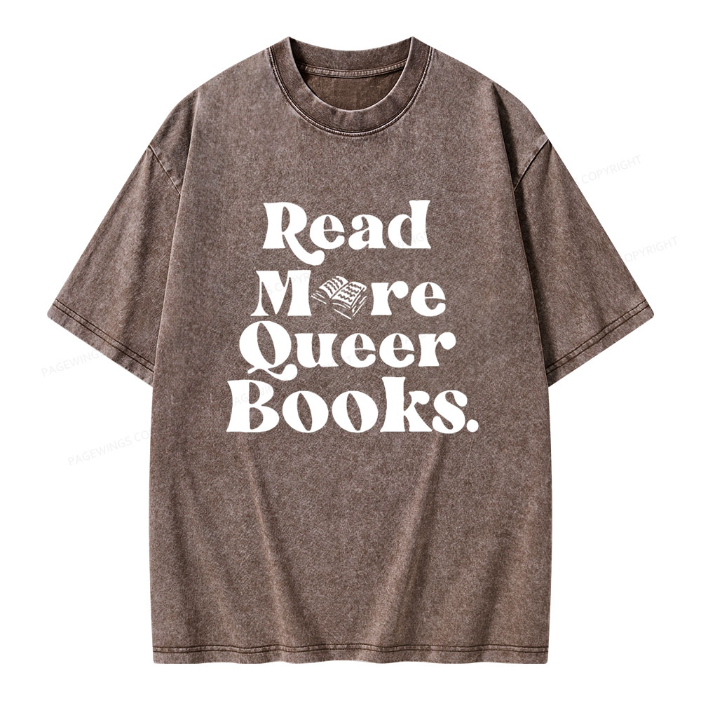 Pagewings Read More Queer Books Unisex Washed T-shirt