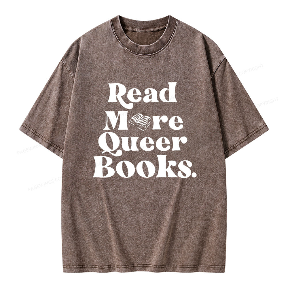 Pagewings Read More Queer Books Unisex Washed T-shirt