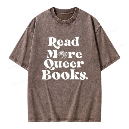 Pagewings Read More Queer Books Unisex Washed T-shirt