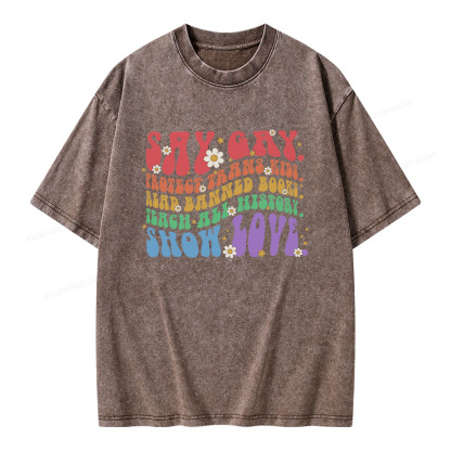 Pagewings Say Gay Unisex Washed T-shirt