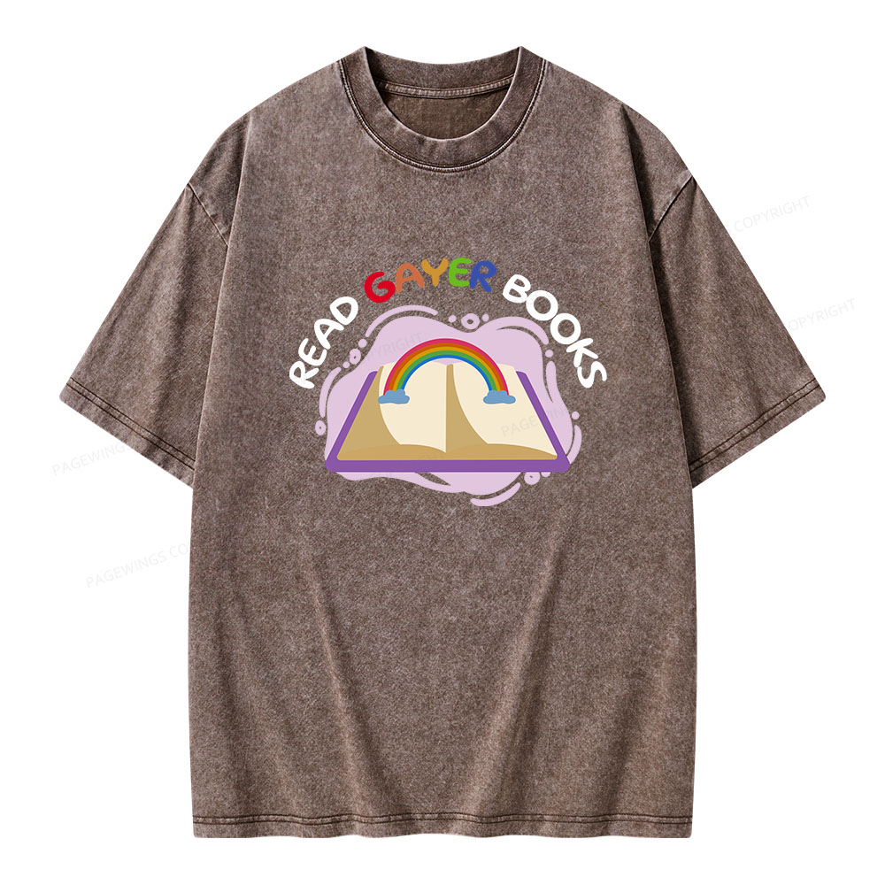 Pagewings Read Gayer Books Unisex Washed T-shirt
