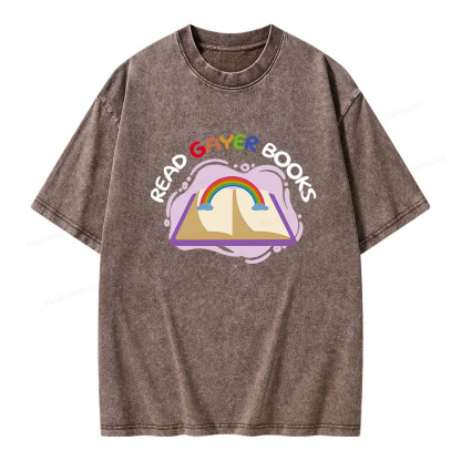 Pagewings Read Gayer Books Unisex Washed T-shirt