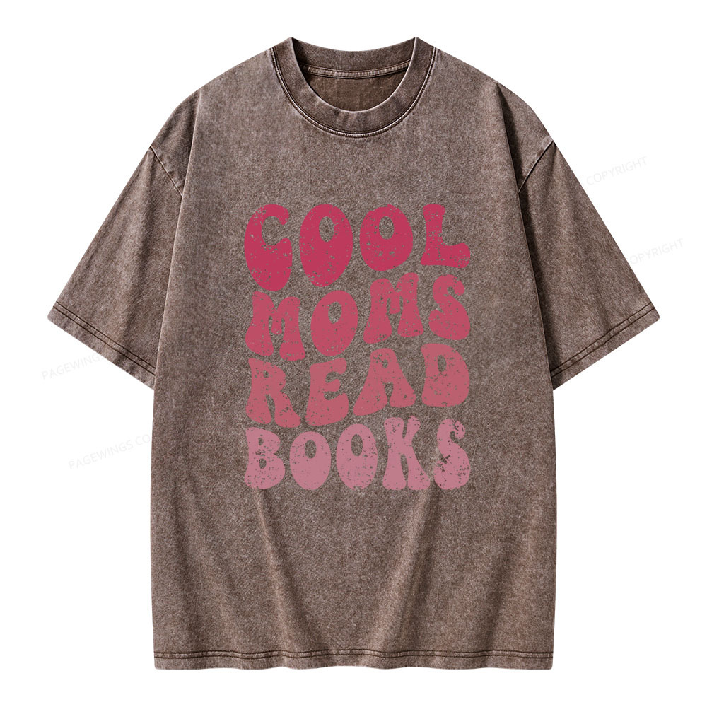 Pagewings Cool Moms Read Books Unisex Washed T-shirt