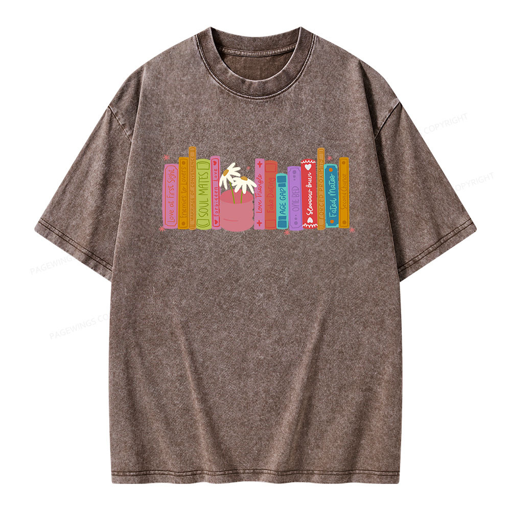 Pagewings Romance Book Tropes Unisex Washed T-shirt