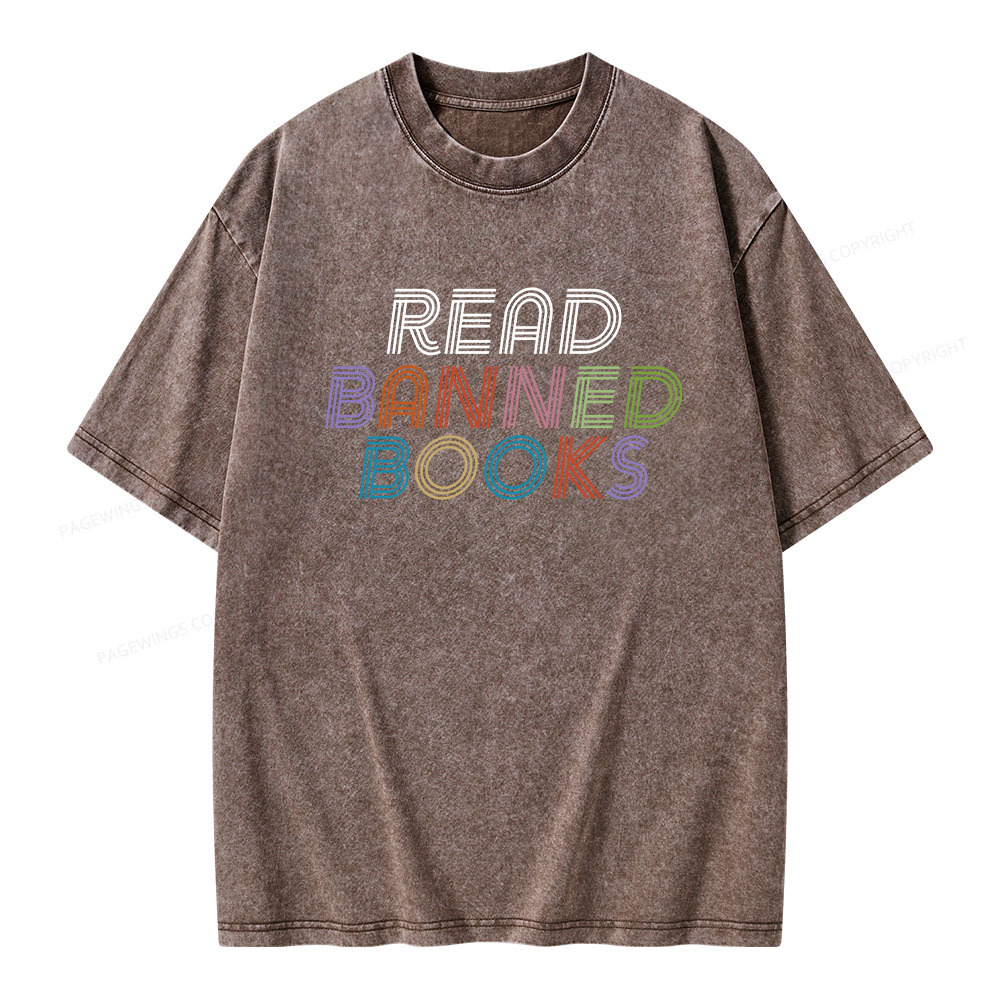 Pagewings Read Banned Books Unisex Washed T-shirt