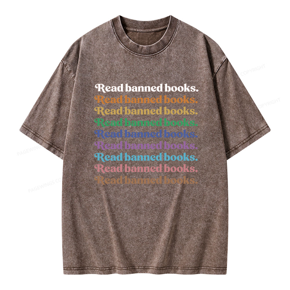Pagewings Read Banned Books Unisex Washed T-shirt