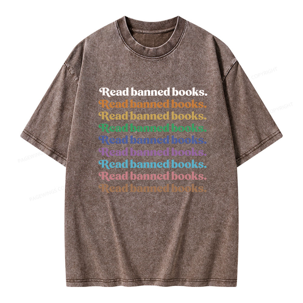 Pagewings Read Banned Books Unisex Washed T-shirt