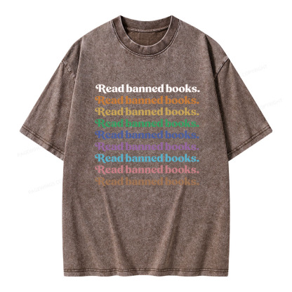Pagewings Read Banned Books Unisex Washed T-shirt