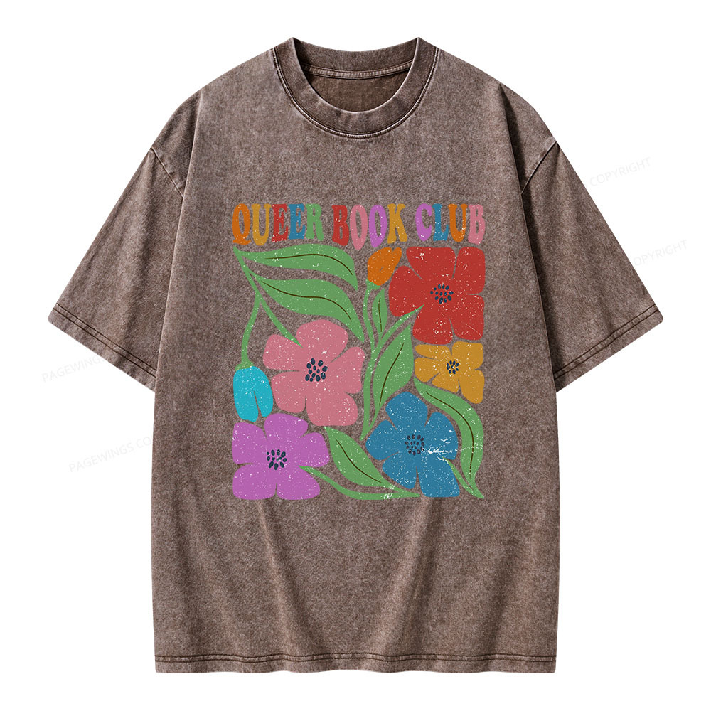 Pagewings Queer Book Club Unisex Washed T-shirt