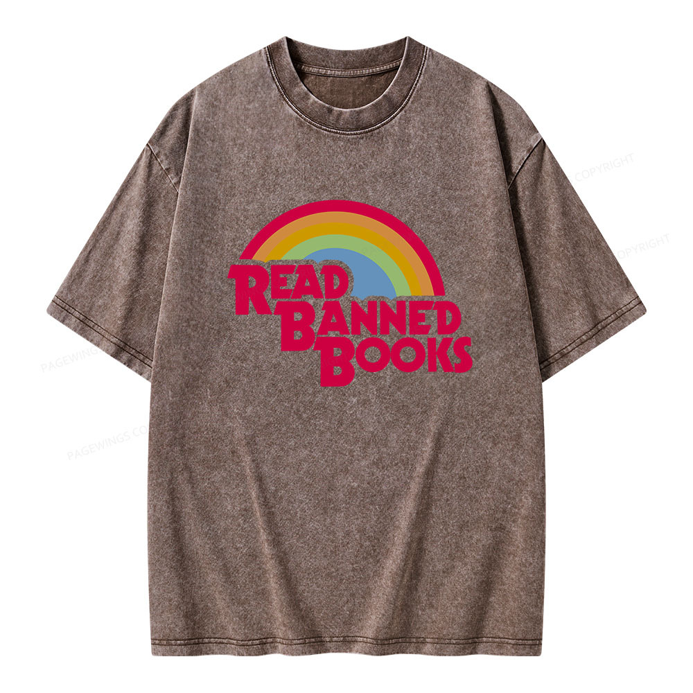 Pagewings Read Banned Books Unisex Washed T-shirt