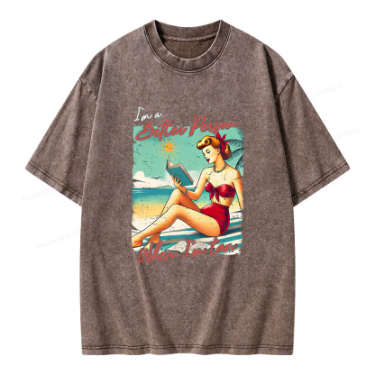 Pagewings I'm A Better Person When I'm Tan Unisex Washed T-shirt