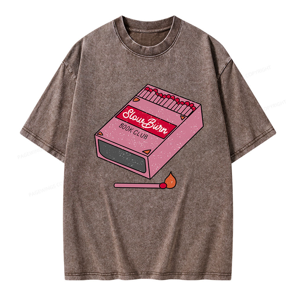 Pagewings Slow Burn Book Club Unisex Washed T-shirt