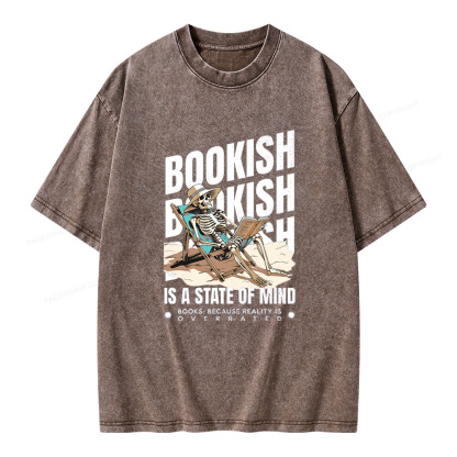 Pagewings Bookish Is A State Of Mind Unisex Washed T-shirt