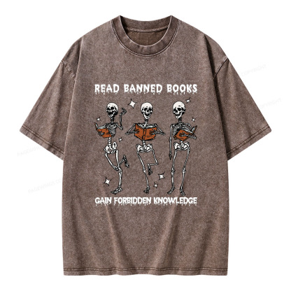 Pagewings Read Banned Books Gain Forbidden Knowledge Unisex Washed T-shirt