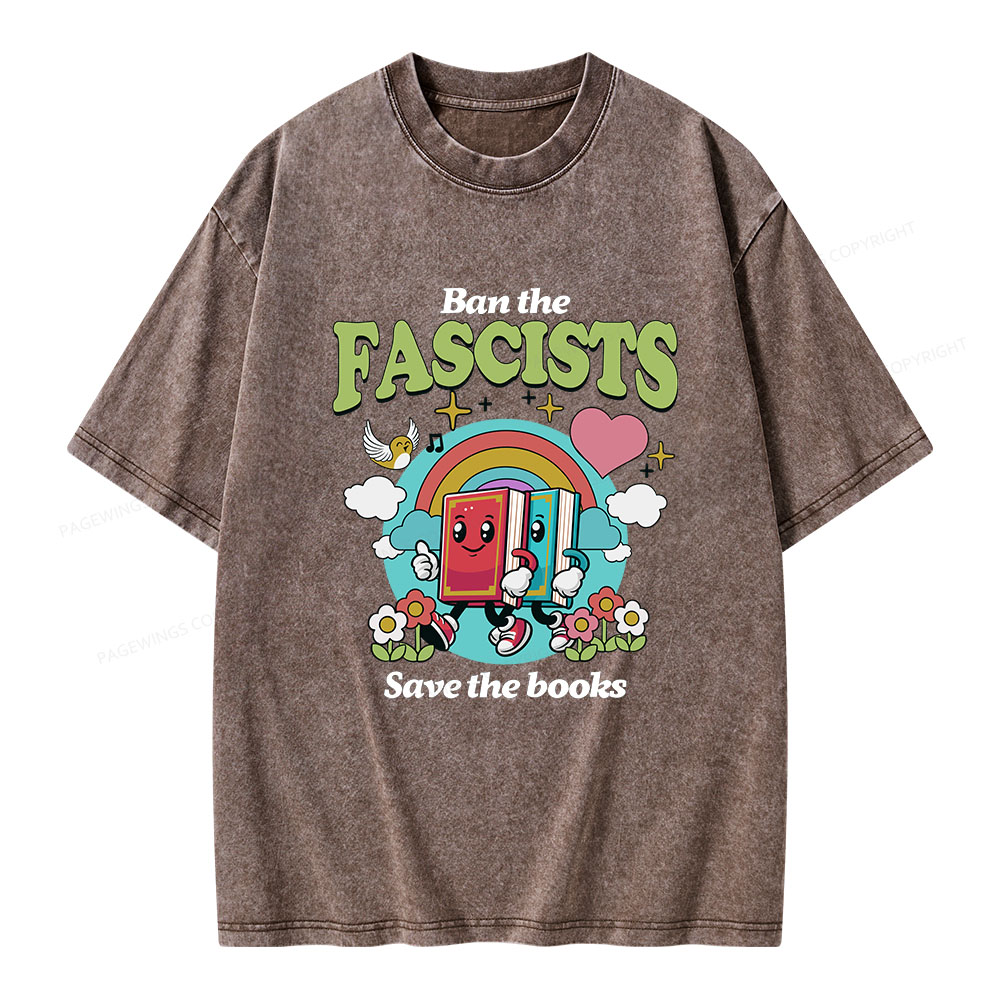 Pagewings Ban the Fascists Save the Books Unisex Washed T-shirt