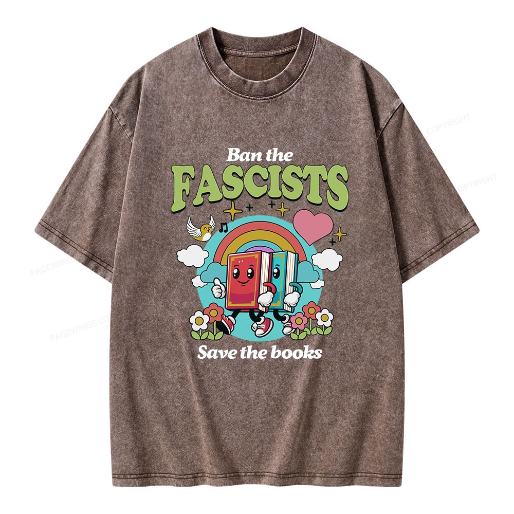 Pagewings Ban the Fascists Save the Books Unisex Washed T-shirt
