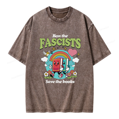 Pagewings Ban the Fascists Save the Books Unisex Washed T-shirt