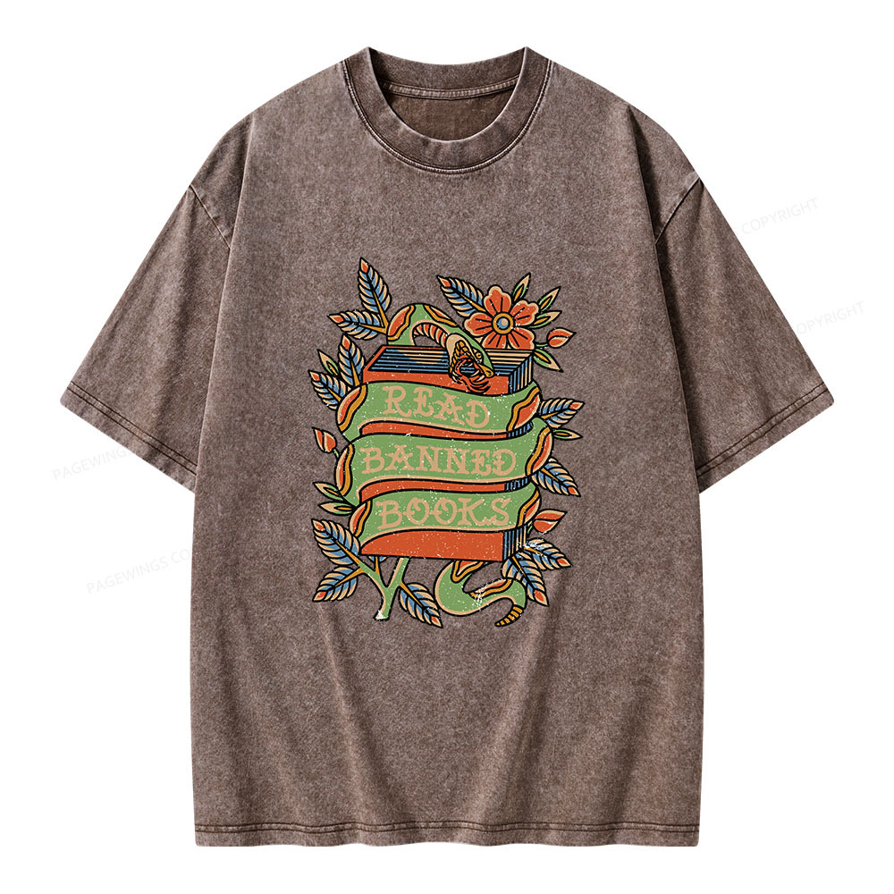 Pagewings Read Banned Books Unisex Washed T-shirt