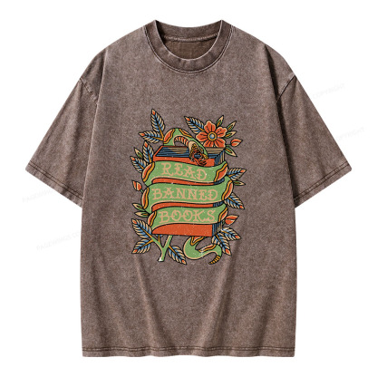 Pagewings Read Banned Books Unisex Washed T-shirt
