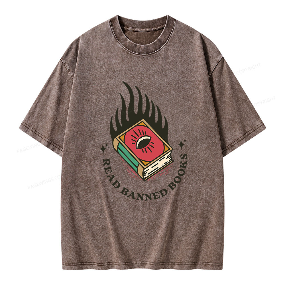 Pagewings Read Banned Books Unisex Washed T-shirt