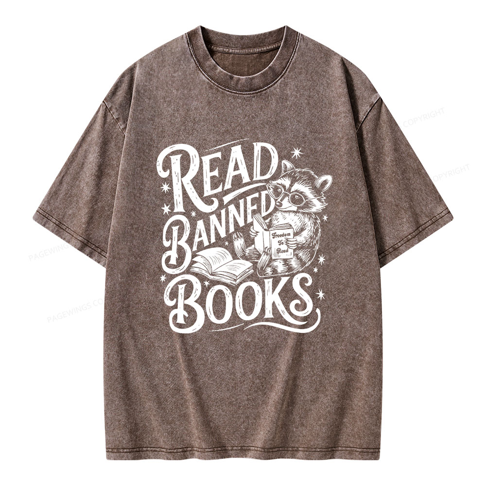 Pagewings Read Banned Books Unisex Washed T-shirt