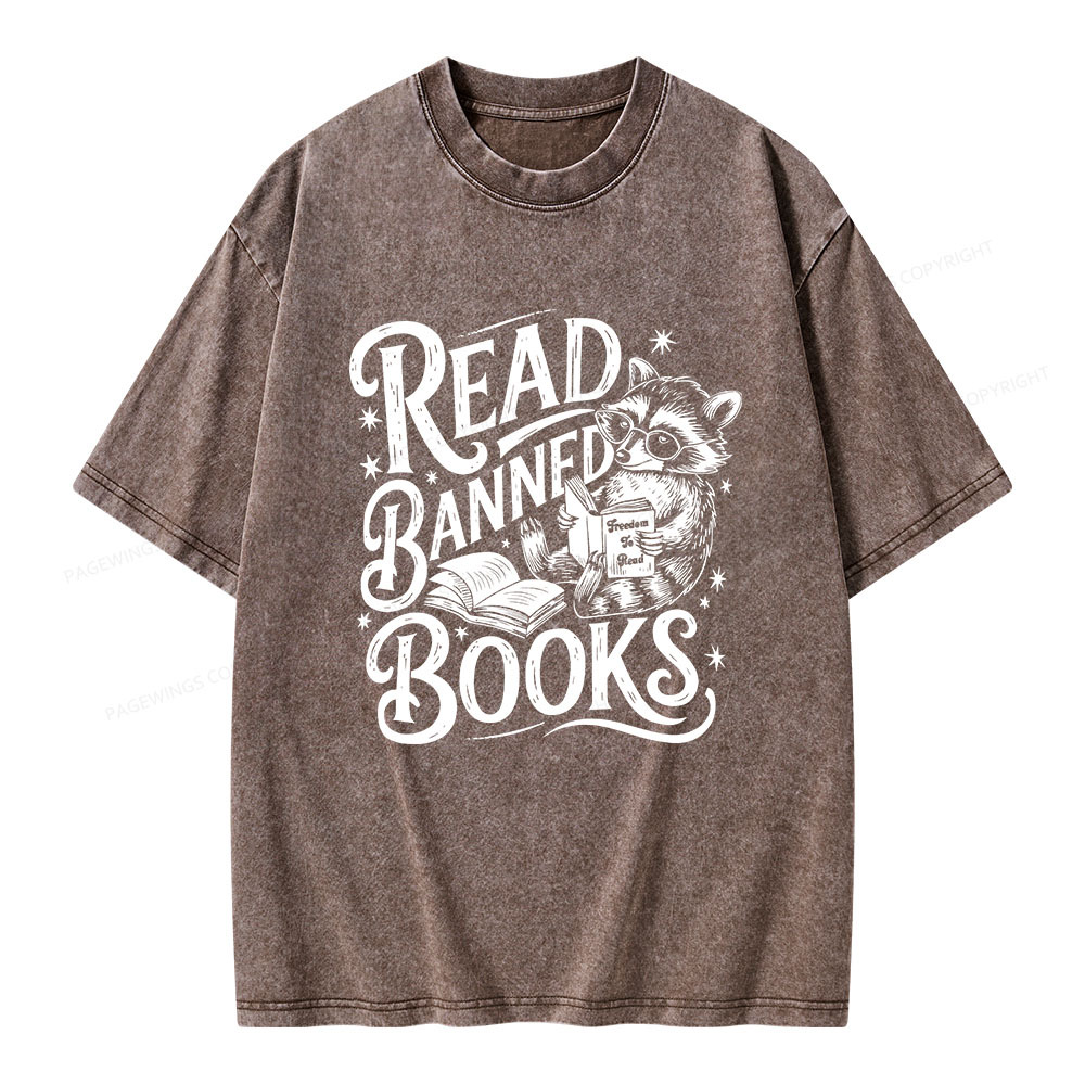 Pagewings Read Banned Books Unisex Washed T-shirt