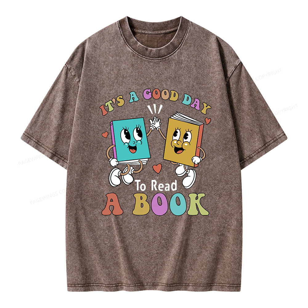 Pagewings It's A Good Day To Read A Book Unisex Washed T-shirt