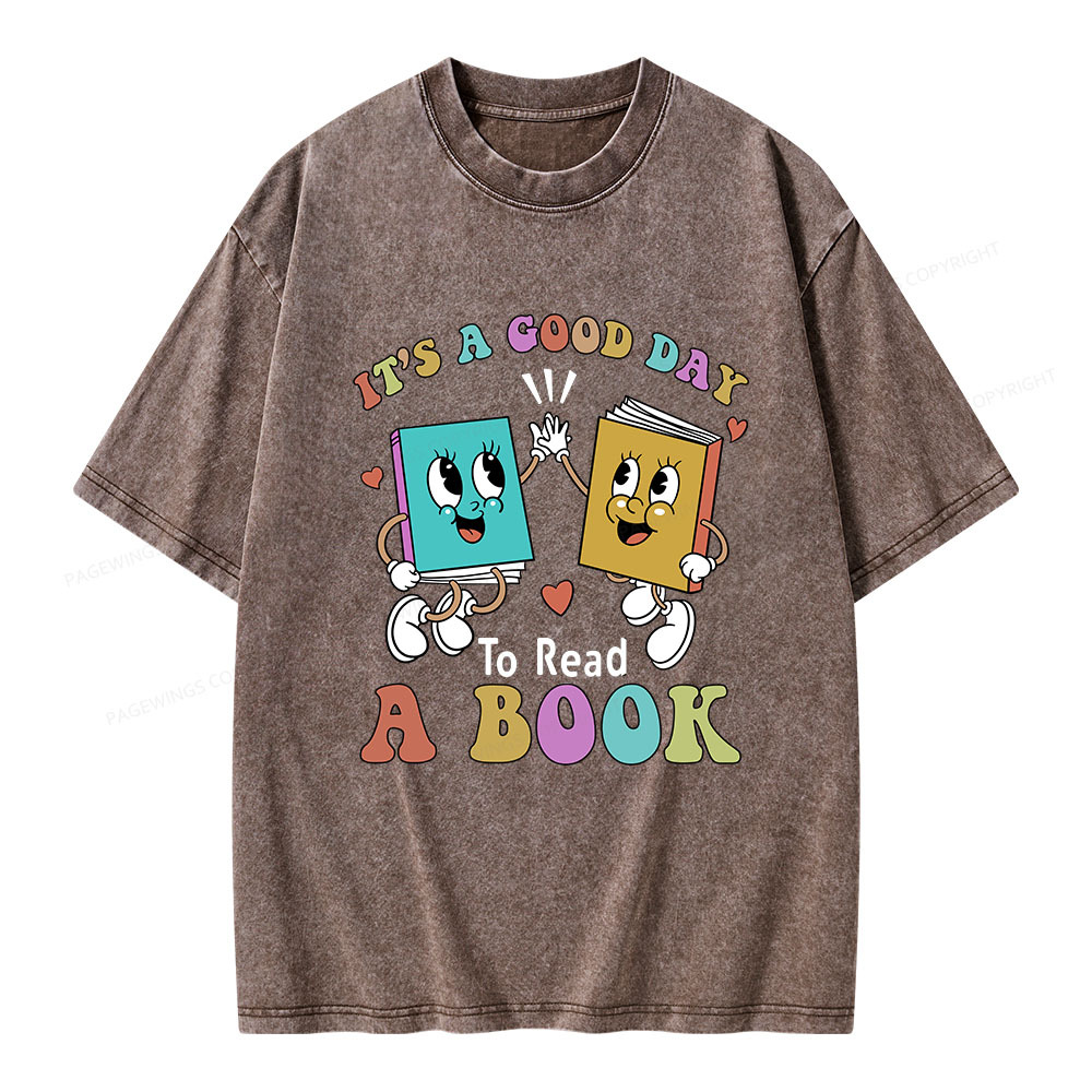 Pagewings It's A Good Day To Read A Book Unisex Washed T-shirt
