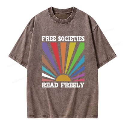 Pagewings Free Societies Read Freely Unisex Washed T-shirt