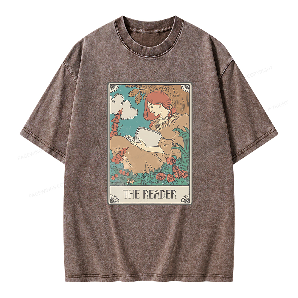 Pagewings Bookish Tarot Card Comfort Colors Unisex Washed T-shirt