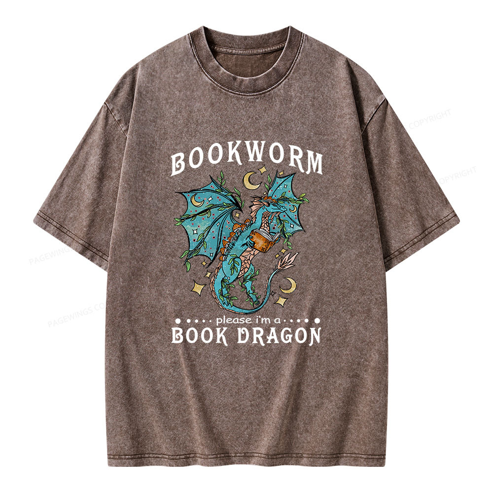 Pagewings Bookworm, please I'm a Book Dragon Unisex Washed T-shirt