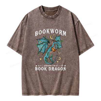 Pagewings Bookworm, please I'm a Book Dragon Unisex Washed T-shirt