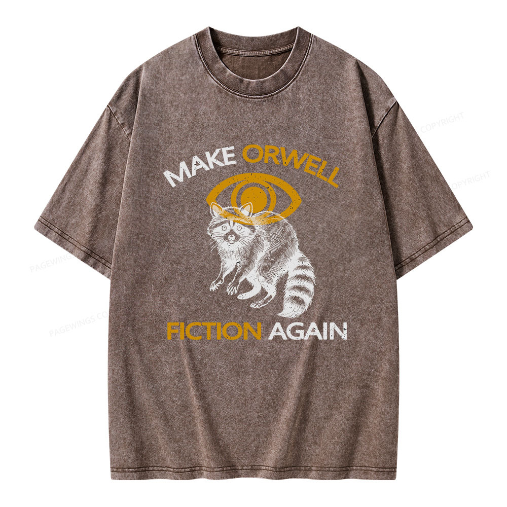 Pagewings Make Orwell Fiction Again Unisex Washed T-shirt