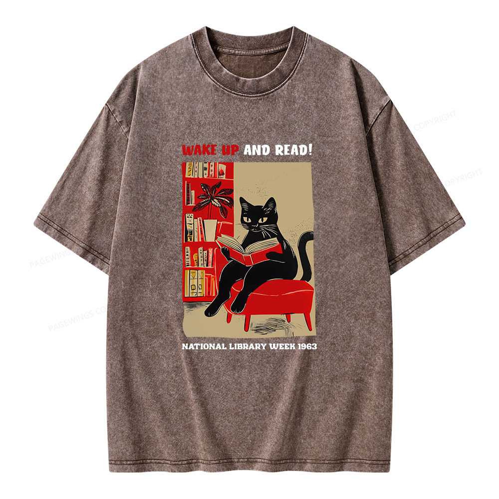Pagewings Wake Up and Read Unisex Washed T-shirt