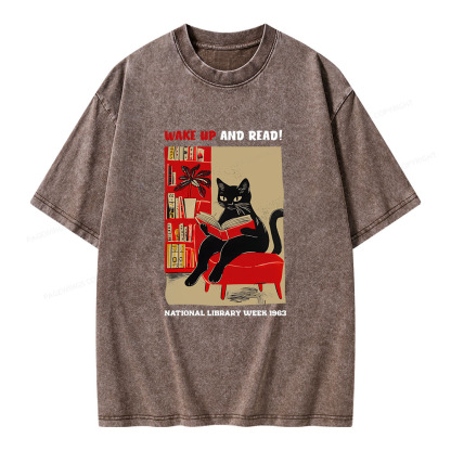 Pagewings Wake Up and Read Unisex Washed T-shirt