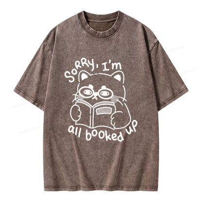 Pagewings Sorry I'm All Booked Up Unisex Washed T-shirt