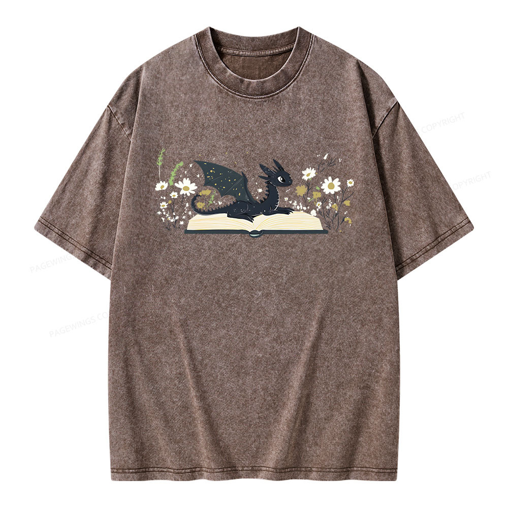 Pagewings Dragon Book Unisex Washed T-shirt