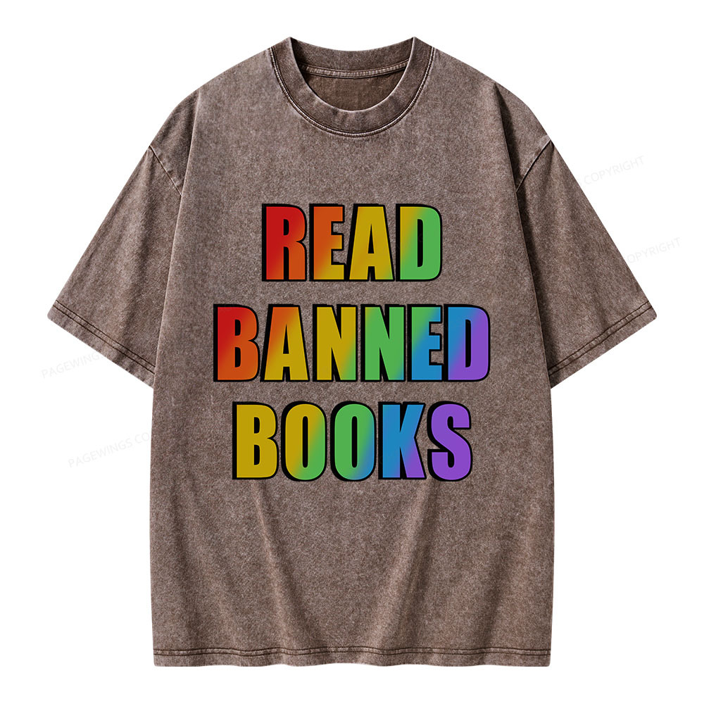 Pagewings Read Banned Books Unisex Washed T-shirt