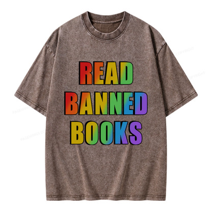 Pagewings Read Banned Books Unisex Washed T-shirt