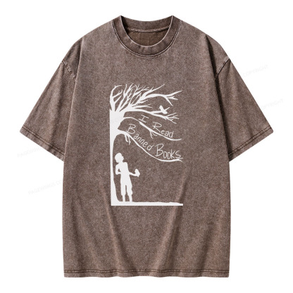 Pagewings I Read Banned Books Unisex Washed T-shirt