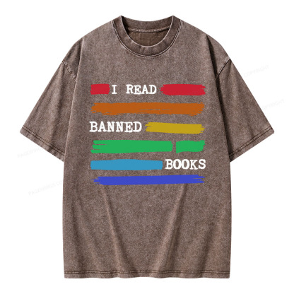 Pagewings I Read Banned Books Unisex Washed T-shirt