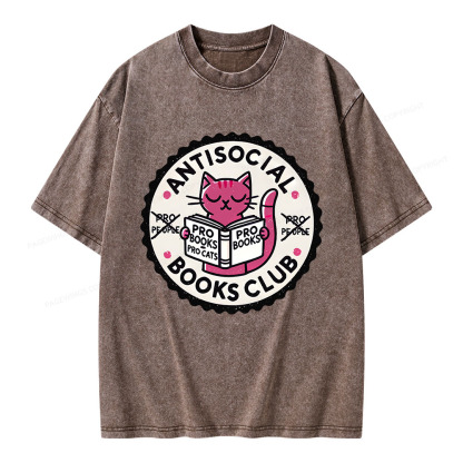 Pagewings Antisocial Books Club Unisex Washed T-shirt
