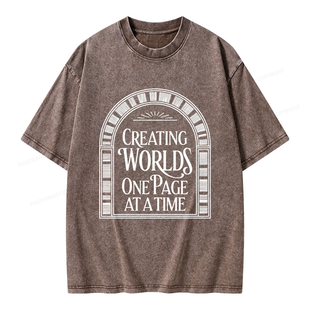 Pagewings Creating Worlds One Page At A Time Unisex Washed T-shirt