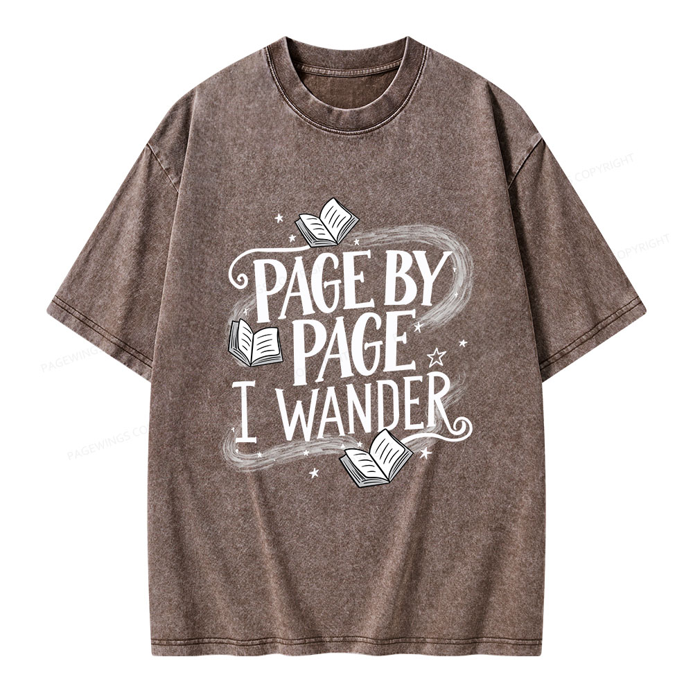Pagewings Page By Page I Wander Unisex Washed T-shirt