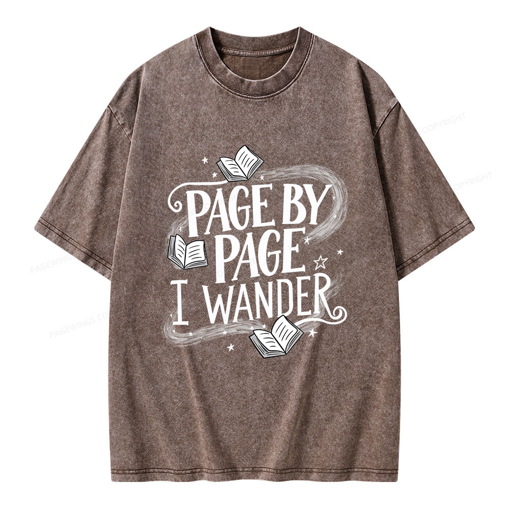 Pagewings Page By Page I Wander Unisex Washed T-shirt