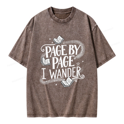 Pagewings Page By Page I Wander Unisex Washed T-shirt