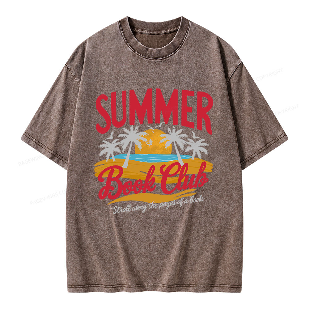 Pagewings Summer Book Club Unisex Washed T-shirt