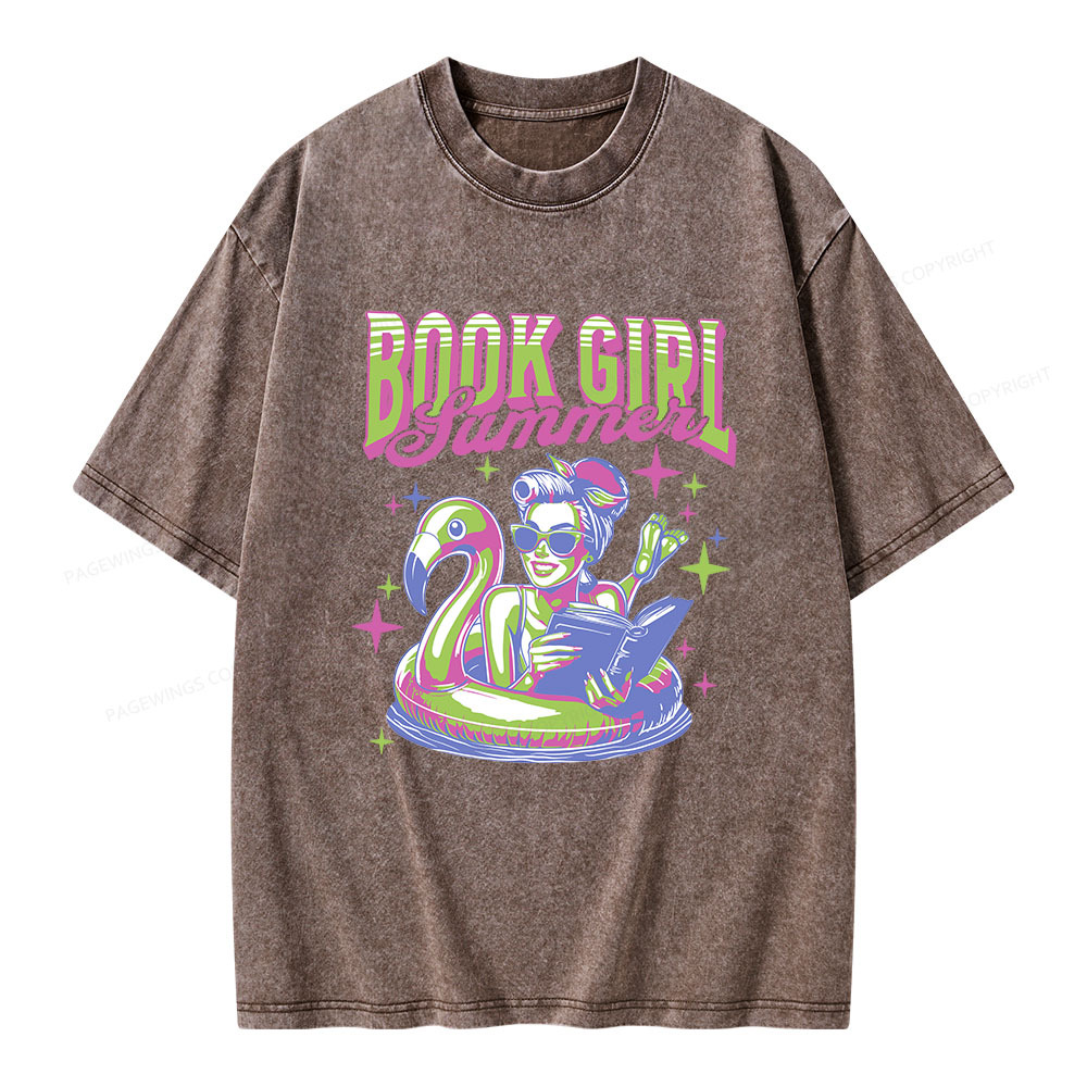 Pagewings Bookish Girl Summer Unisex Washed T-shirt