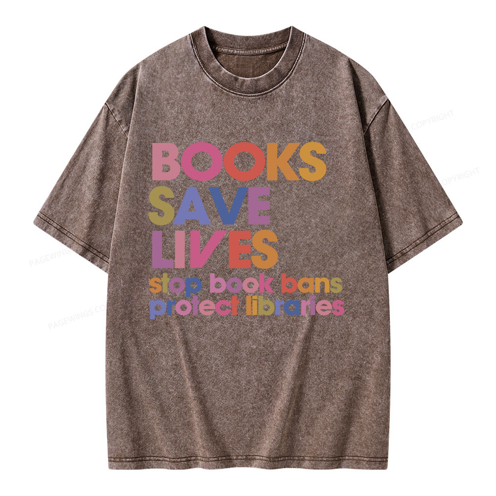 Pagewings Books Save Lives Unisex Washed T-shirt
